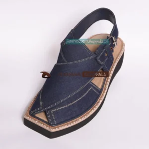 Handmade Blue Jeans Kaptaan Chappal With Light Weight