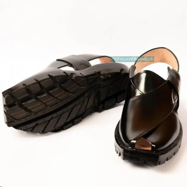 High Lustre Black Quetta Norozi Chappal - Image 3