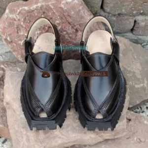 Classic Black Quetta Norozi Shikari Chappal with Double Sole