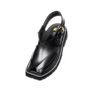 Black Peshawari Chappal with Vibram Sole