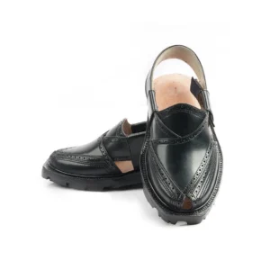 Handmade Black Brock Quetta Norozi Leather Chappal