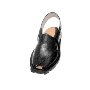 Printed Black Norozi Chappal With Double Sole
