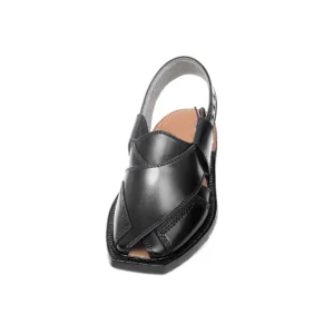 Black Norozi Chappal with China Cut Shape