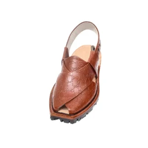 Printed Leather Mustard Norozi Chappal With Double Sole