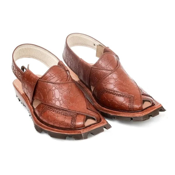 Mustard Printed Leather Quetta Norozi Shikari Chappal - Image 2