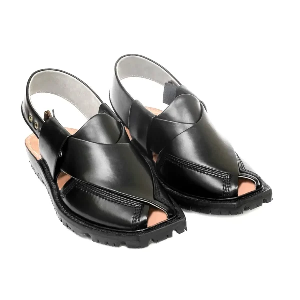 Black Norozi Chappal with China Cut Shape - Image 2
