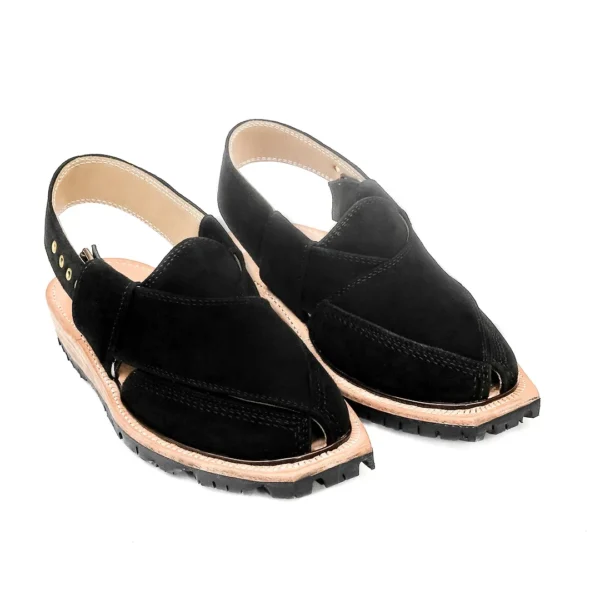 Handmade Black Suede Leather Norozi Chappal - Image 2