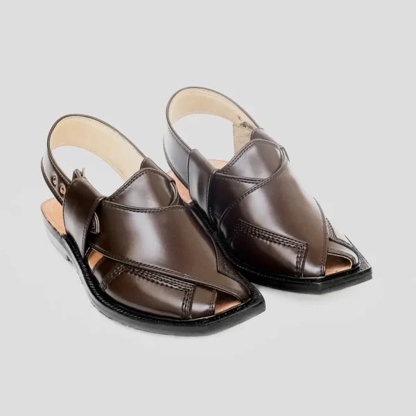 Brown Norozi Chappal with China Cut Shape - Image 2