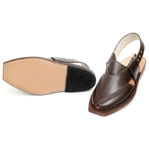 Brown Norozi Chappal With Leather Sole - Image 3