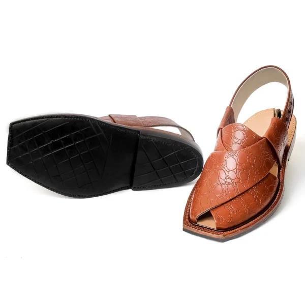 Handmade Printed Mustard Norozi Chappal With Single Sole - Image 3