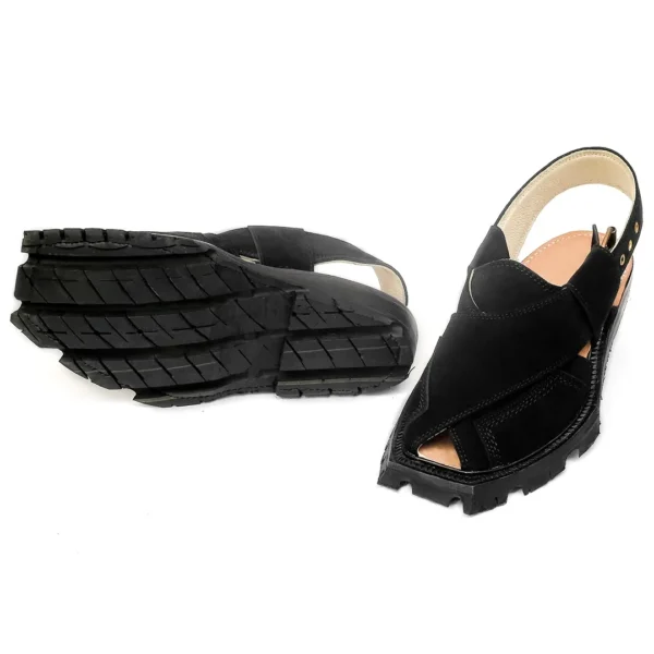 Black Suede Leather Norozi Shikari Chappal - Image 3
