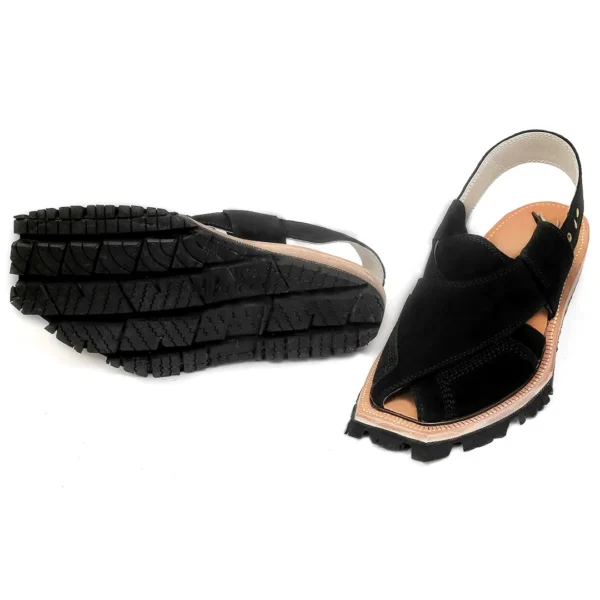 Black Suede Leather Norozi Shikari Chappal - Image 3