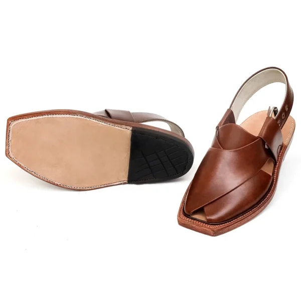Handmade Mustard Norozi Leather Chappal with Leather Sole - Image 3