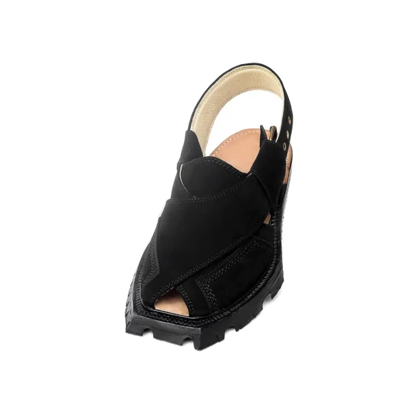 Black Suede Leather Norozi Shikari Chappal