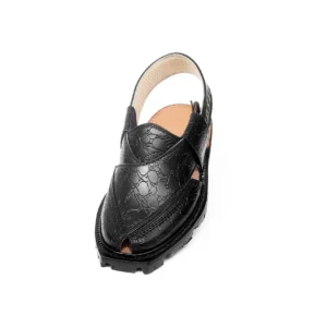 Black Printed Leather Quetta Norozi Chappal