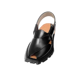 Handmade Black Quetta Norozi Shikari Leather Chappal