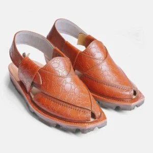 Printed Leather Mustard Norozi Chappal With Double Sole