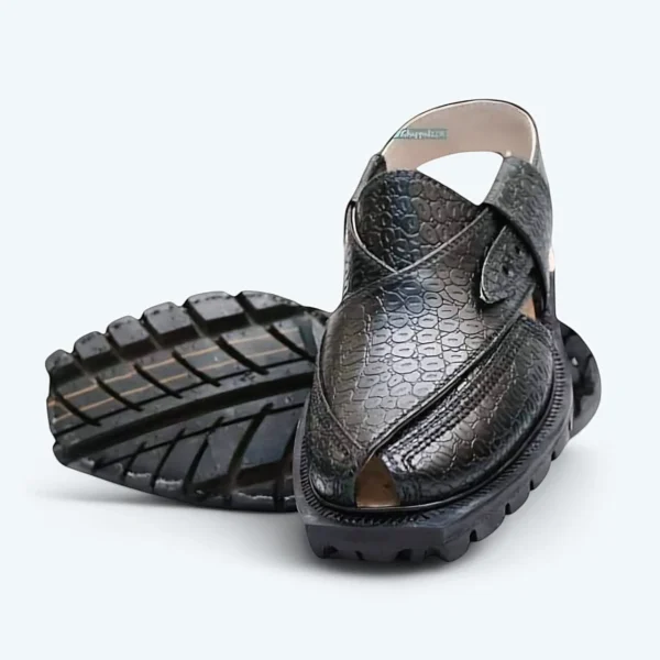Traditional Quetta Norozi Chappal in Printed Leather with Double Sole - Image 2