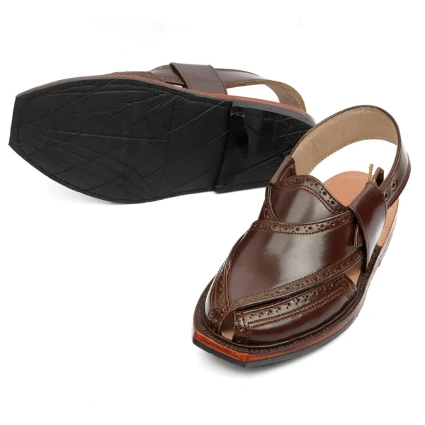 Handmade Brock Leather Quetta Norozi Chappal - Image 3
