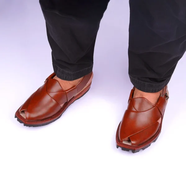 Hand-Crafted Mustard Quetta Norozi Chappal with Double Tyre Sole - Image 3