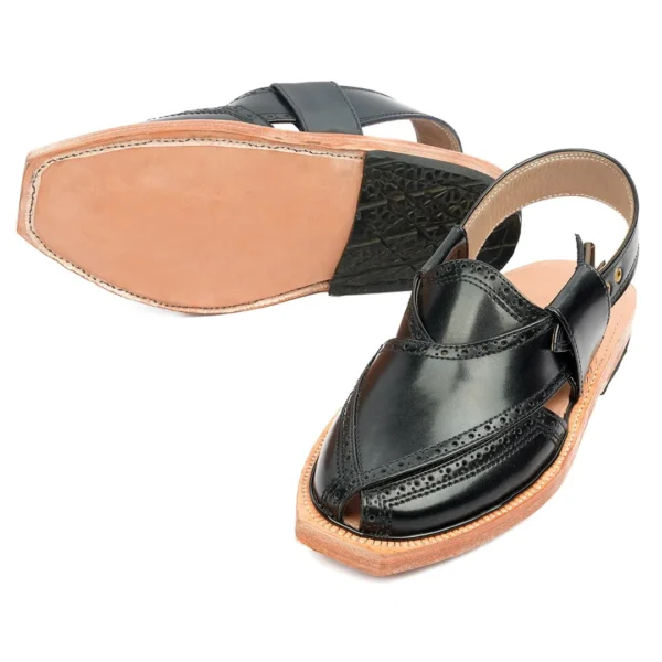 Handmade Brock Leather Quetta Norozi Chappal with Leather Sole - Image 2