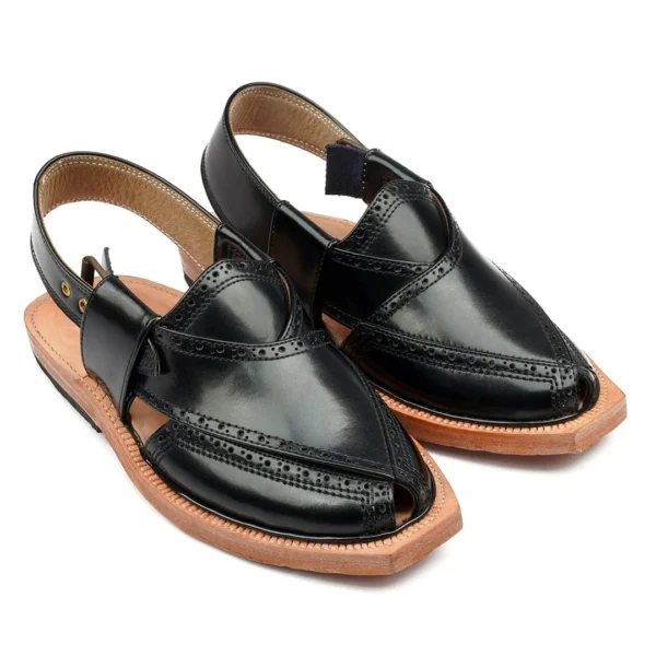 Handmade Brock Leather Quetta Norozi Chappal with Leather Sole - Image 3