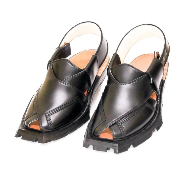 Noir Black Quetta Shikari Chappal with Double Sole - Image 4