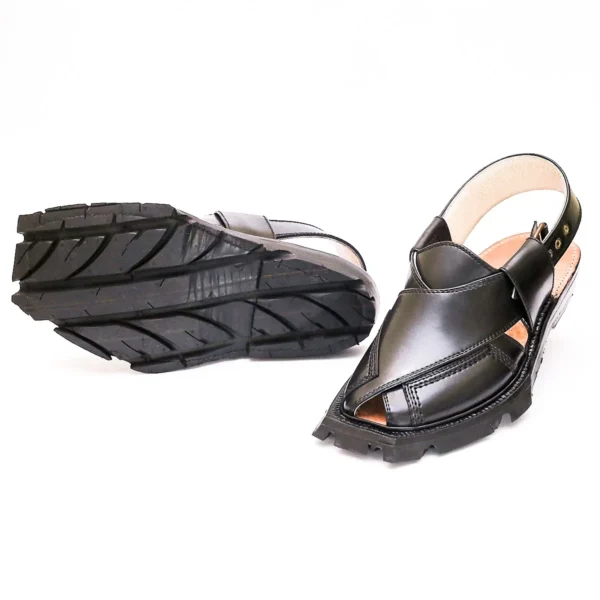 Noir Black Quetta Shikari Chappal with Double Sole - Image 3